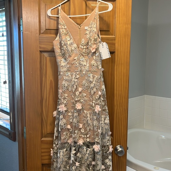 Dress The Population Embellished Plunging Gown Sleeveless Floral Long Dress- NWT - Picture 4 of 8